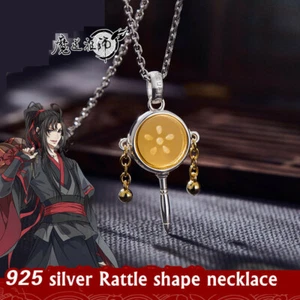 Mo Dao Zu Shi Wei Wuxian Cosplay Rattle Shape Silver Necklace Jewelry Pendant - Picture 1 of 12