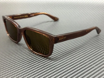 GUCCI GG1583S 004 棕色透明男式大号 56 毫米太阳镜 — 第 1/4 张图片