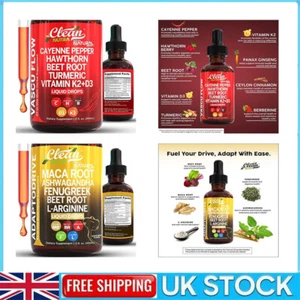 Vascu Flow Cayenne Pepper Liquid | Organic Maca Root Liquid Vitamin K2+D3 | UK - Picture 1 of 20