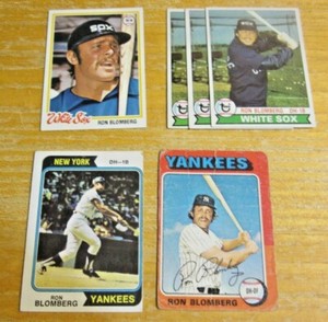 Ron Blomberg Lot of 6 Topps Trading Cards MLB Baseball Yankees, White Sox