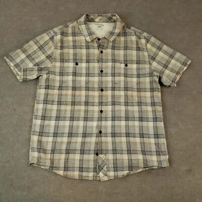 Horny Toad Shirt Mens Extra Large Beige Gray Plaid Button Up Short Sleeve Casual - Image 1 of 4