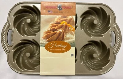 Nordic Ware Backform 6er Kringel Rosetten Heritage Bundtlette Pan, Silber - Bild 1 von 4