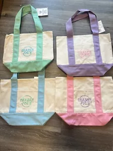 Trader Joe's Pastel Mini Canvas Tote Bags 2025 LIMITED EDITION NWT LOT OF 4 - Picture 1 of 3
