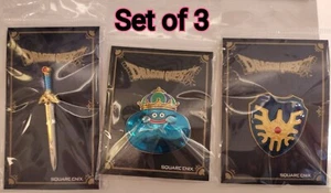 Dragon Quest Pins: Loto's Sword, Loto's Shield, King Slime, Set of 3 - Picture 1 of 8