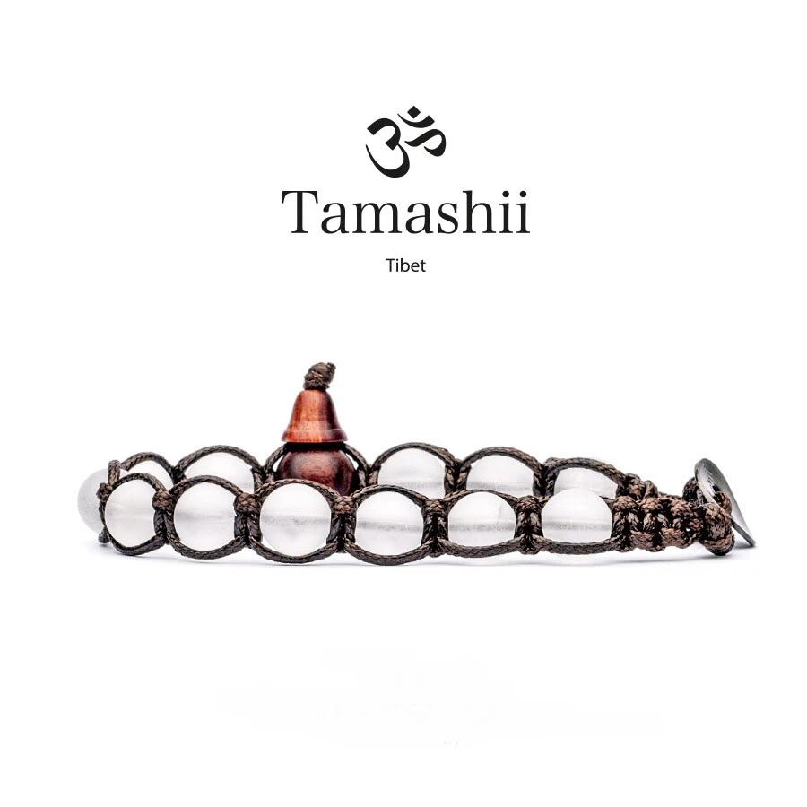 BRACCIALE TAMASHII ORIGINALE DEI MONACI TIBETANI BHS900-68 CRISTALLO  ROCCA MATT - Immagine 1 di 1