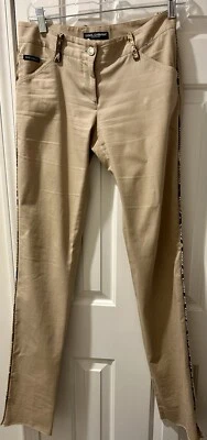 Pantalones de mezclilla DOLCE & GABBANA caqui tostado pitón talla 8 leopardo piel de serpiente Italia 38 Foto 1 de 4