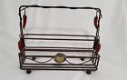Vintage Unique Metal Stand Spice Rack/Holder Brown Red Peppers Yellow Medallion