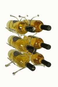 Cranville 6 bottle chrome wine rack - Picture 1 of 5