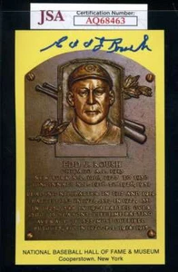 Edd Roush JSA Coa Signed Gold Hall Of Fame Plaque Autograph - Picture 1 of 1
