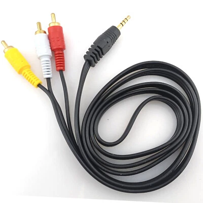 3.5mm AUX to RCA Video Audio Stereo Cable Male Jack Connector DVD Player TV Wire - Image 1 of 4
