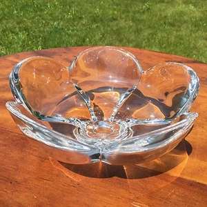 Vintage Mid-Century Orrefors Swedish Lotus Flower Tulip 9” Crystal Bowl, Signed - Picture 1 of 11