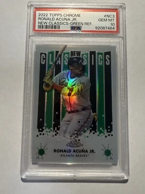 2022 Topps Chrome Ronald Acuna Jr New Classics Green /99 Psa 10 POP 4 - Image 1 of 3