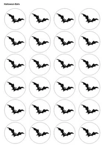 24X PRECUT HALLOWEEN PARTY BATS EDIBLE WAFER PAPER, CUPCAKE, CAKE TOPPERS 1413 - Picture 1 of 1