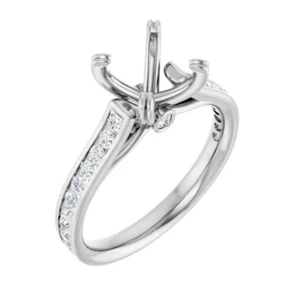 Classical Round Custom 8mm Engagement Women Prong Ring Semi Mount 14K White Gold - Picture 1 of 7