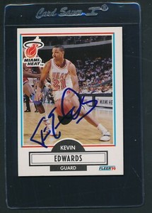 1990/91 Fleer #99 Kevin Edwards Heat Signed Auto *E236