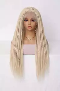 24INCH Long Full Lace Dreadlock Wigs White Blonde Braided Wigs for Black Women  - Picture 1 of 4