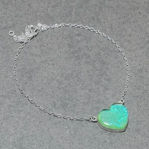 Green Australian Triplet Opal Heart Gemstone Jewelry Chain Pendant 1.10" SR 555 - Picture 1 of 7