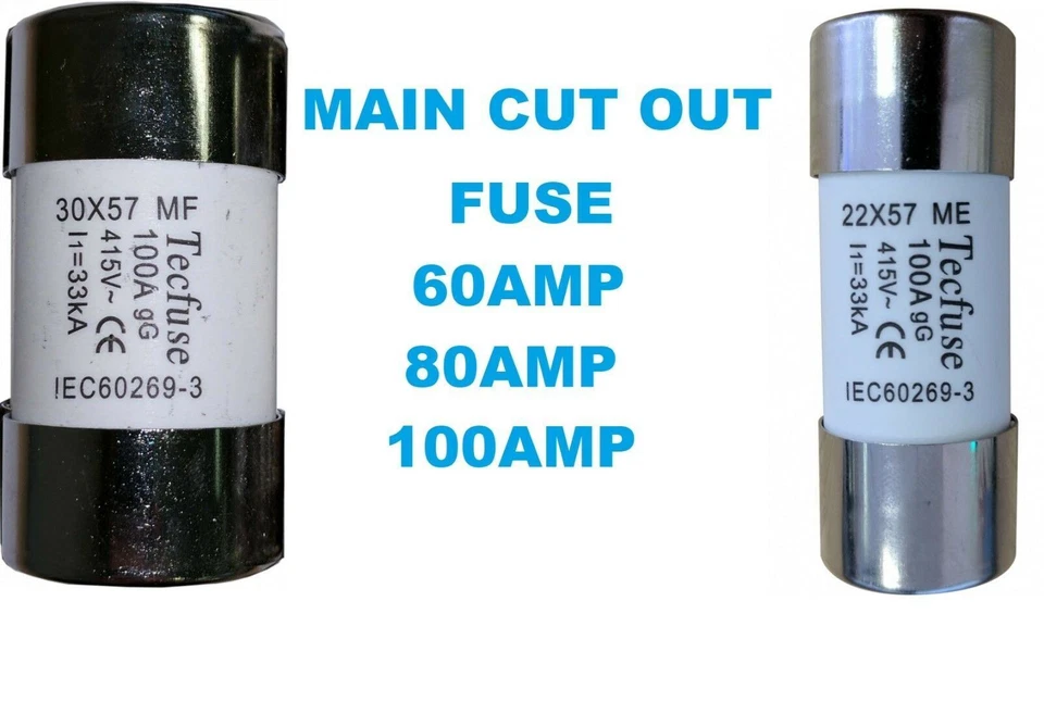 VARIOUS ME MF HOUSE MAINS SERVICE CUTOUT FUSES SMALL LARGE 60AMP 80AMP 100AMP METRE FUSE