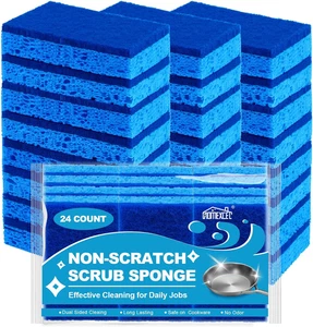 HOMEXCEL Sponges Kitchen 24Pcs, Non-Scratch Scrub Dish Sponge Safe on Non-Stick - Picture 1 of 12
