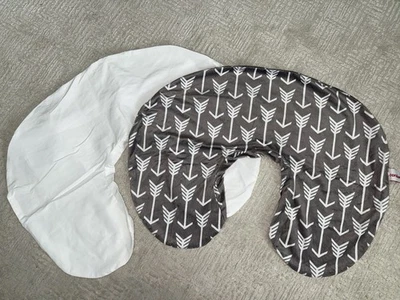 NEW Set Of 2 - White / White & Grey Arrow replacement Boppy nursing pillow cover - Image 1 of 4