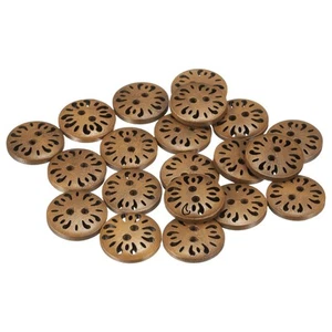 20pcs 2 Hole Flower Craft Sewing Button 18mm Handmade Wood Buttons, Medium Brown - Picture 1 of 6