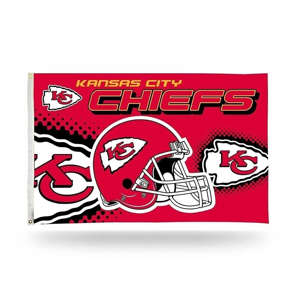 Kansas City Chiefs Premium 3x5 Feet Flag Banner, Helmet Design, Metal... - Image 1 of 1