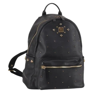 MCM Vicetos Nieten Rucksack Leder Schwarz Gold Auth 141769 - Bild 1 von 24