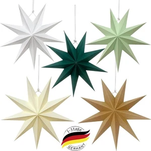 5 Stück Faltstern Weihnachten, 30cm Papiersterne Weihnachten 9 Zacken Faltsterne - Bild 1 von 14