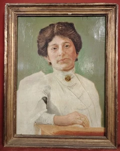 Dipinto olio su tela, tecnica mista - ritratto di una signora - Foto 1 di 13