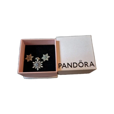 PANDORA Kristall Schneeflocke Blau  Kettenanhänger und Ohrringe - Bild 1 von 4