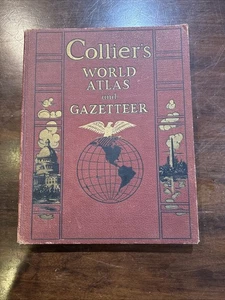 Vintage 1937 Collier's World Atlas And Gazetteer Large Hardcover - Picture 1 of 7