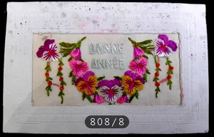 Nr. 808/8 - Postkarte bestickt - Frohes Jahr geschrieben - Bild 1 von 2