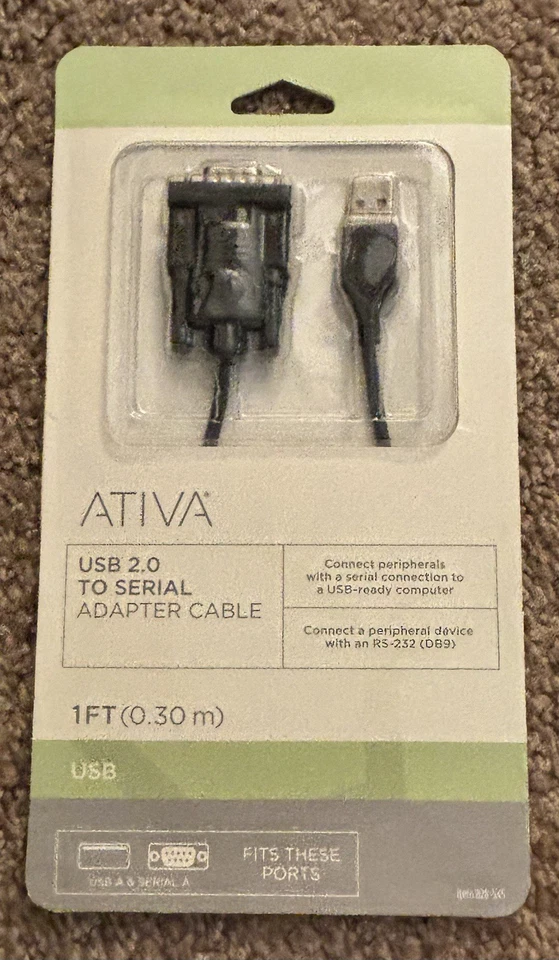 Ativa USB 2.0 To Serial Adapter Cable 1 Ft - Image 1 of 1