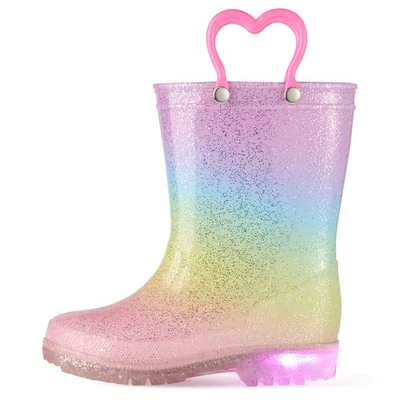 HISEA Kids Light-Up Rain Boots Girls Waterproof Wellies Rainbow-US 3 Big Kid - Image 1 of 4