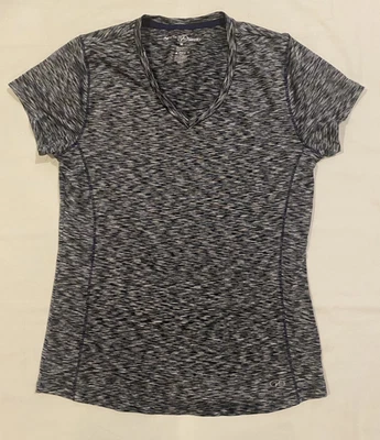 Top deportivo deportivo de manga corta con cuello en V gris moteado talla M NYL para mujer Foto 1 de 4