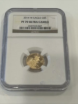 2014 W Gold Eagle $5 1/10thoz PF70 ULTRA CAMEO NGC 🔥💰🔥 - Image 1 of 3