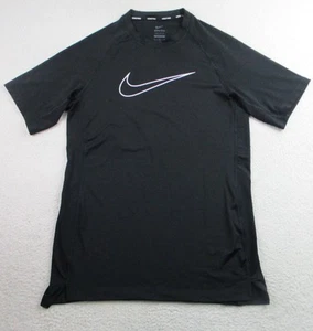 Nike Pro Dri-Fit Shirt Mens Medium Black Slim Fit Athletic Training Tee Top - Picture 1 of 9