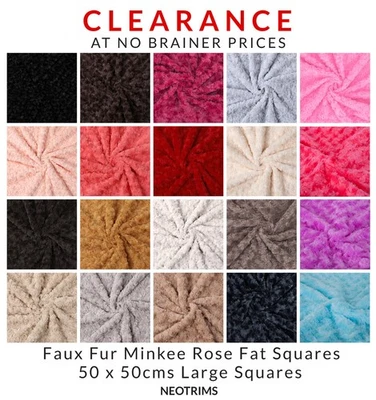 Faux Fur Minkee Rose Swirl Luxurious Fabric by the Yard and Fat Squares 50x50cm - Image 1 of 4