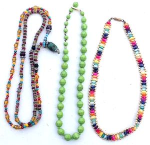 Vintage to Now Lot of 3 Colorful Glass Bead Necklaces - Picture 1 of 2