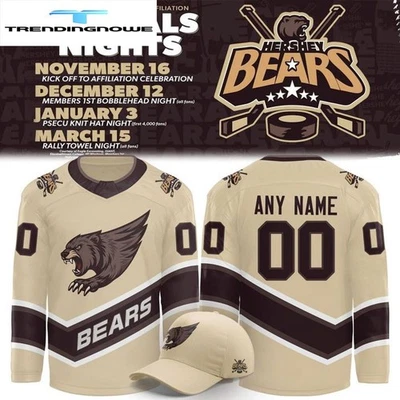 Personalized Hershey Bears Capitals Night 2025 Hockey Shirt Unisex Fan Apparel