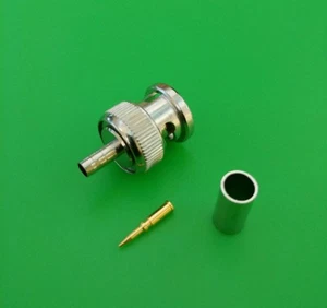 (2 SETS) BNC Male 3-PC Crimp RG58/U Thinnet Teflon Connectors - Picture 1 of 3