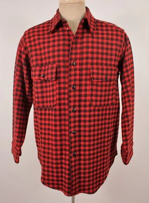 Camisa de franela vestida deportiva a cuadros búfalo roja y negra de colección años 40 para hombre talla M años 40 Foto 1 de 4