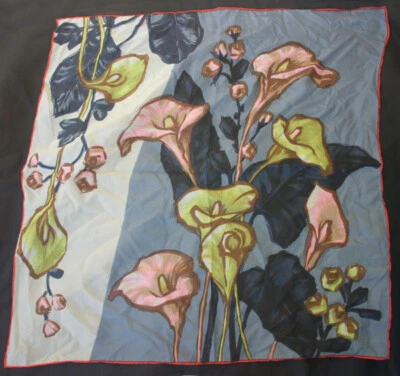 Bufanda vintage estilizada cala lirios diseñador desconocido años 60 Foto 1 de 3