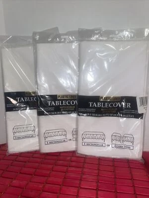 Lot Of Amscan Plastic Back Absorbent Tissue Surface Table Cover 3 Oblong White - Image 1 of 3