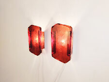 Pair of Swedish vintage red glass wall lamps, Scandinavian Design, mid century