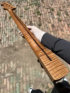 AAAA Maple Jazz BASS manico chitarra acciaio inox 20fret acero fiamma tostato 34in - Foto 1 di 13