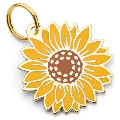 Sunflower Dog Tag, Flower  Pet ID Tag, Dog Tags for Dogs, Dog Gift Name Tag - Image 1 of 4