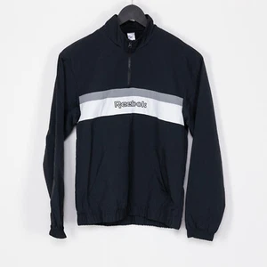 Reebok Men Retro Colorblocked Quarter Zip Popover Black/Gray/White Size 2XL - Picture 1 of 5