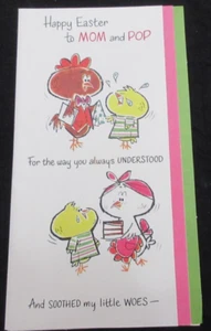 Vintage ROST BASTELN Ostertag Karte für MAMA & POP ANTHROPOMORPHE HÜHNER & HAHN - Bild 1 von 11