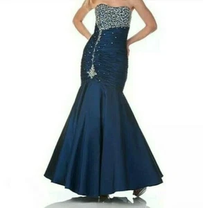 Mermaidcore Abschlussball formell dunkelblau Meerjungfrau Korsett Kleid 4 Karishma Kreationen - Bild 1 von 9
